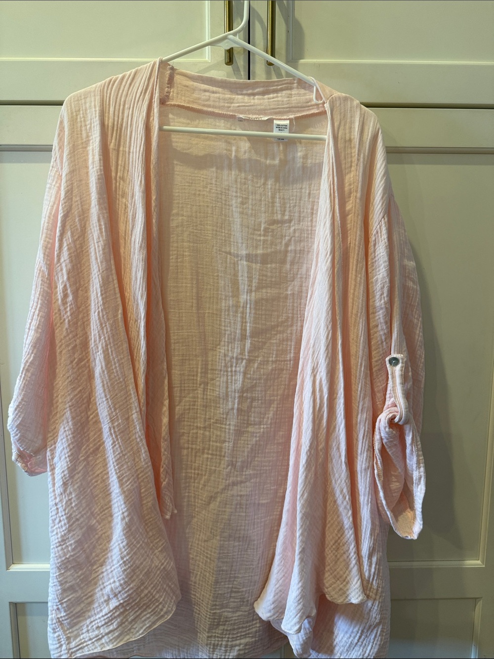 Kaktus Light Pink Gauze Open-Front Cardigan